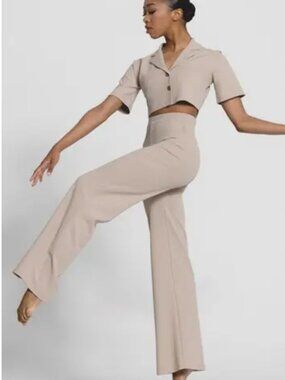 Weissman The Story Never Ends Taupe Cropped Top Flare Dance Pants Contemporary
